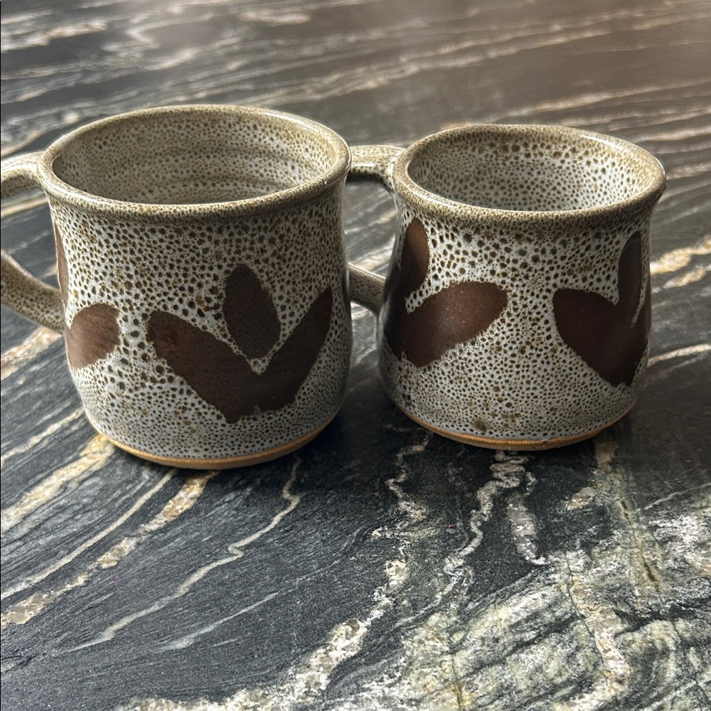 Artisan hand made ceramic 2 Mugs 1 Bowl Set brown speckle - Picture 2 of 13